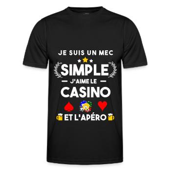 casino et apéro humour cadeau - T-shirt sport Homme - noir - Devant - AI Model Male 178 dark (178cm)