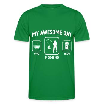 My great day - Beer - Fishing - - Men's Functional T-Shirt - kelly green - Front - AI Model Male 178 dark (178cm)