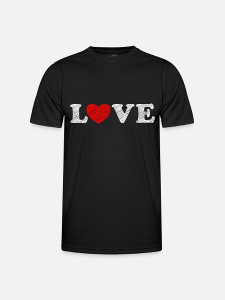 Love Herz Scribble - Männer Funktions-T-Shirt - Schwarz