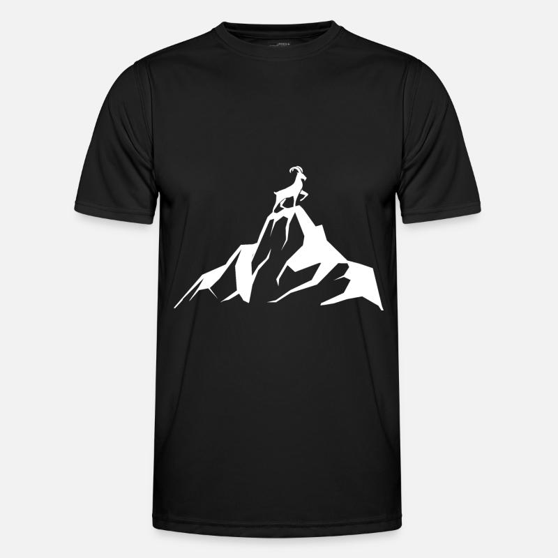 Ziege - Berg - (9) - Männer Funktions-T-Shirt - Schwarz