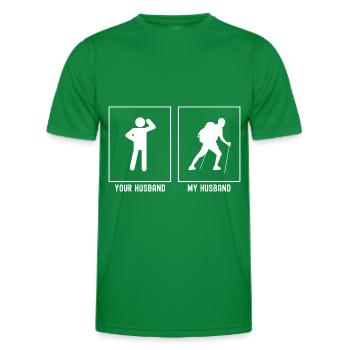 Your husband - My husband - Hiking difficult - Men's Functional T-Shirt - kelly green - Front - AI Model Male 178 dark (178cm)