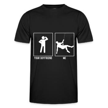 Dein Freund - Ich - Klettern Abseilen Hängend - Männer Funktions-T-Shirt - Schwarz - Vorne - AI Model Male 178 dark (178cm)