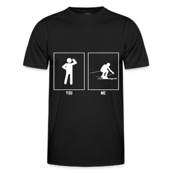 You - I - Skiing person right - Men's Functional T-Shirt - black - Front - AI Model Male 178 dark (178cm)