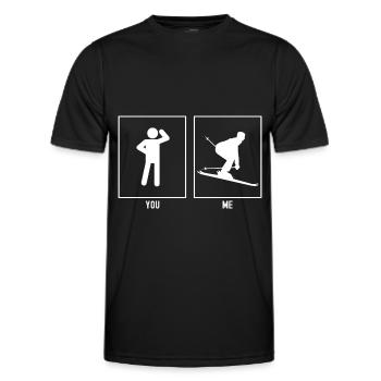 You - Me - Skiing Downhill Vector - Men's Functional T-Shirt - black - Front - AI Model Male 178 dark (178cm)