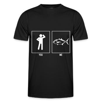 Vous - Moi - Pêche en solo - T-shirt sport Homme - noir - Devant - AI Model Male 178 dark (178cm)