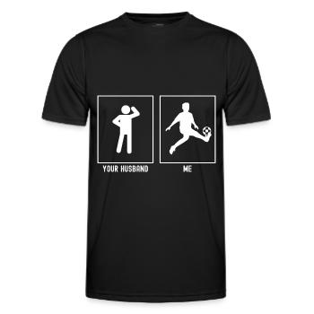 Her Husband - Me - Soccer Kid Kick - Men's Functional T-Shirt - black - Front - AI Model Male 178 dark (178cm)