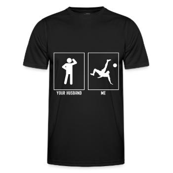 Her Husband - Me - Soccer Kick - Men's Functional T-Shirt - black - Front - AI Model Male 178 dark (178cm)