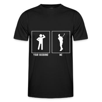 Her Husband - Me - Golf Swing - Men's Functional T-Shirt - black - Front - AI Model Male 178 dark (178cm)
