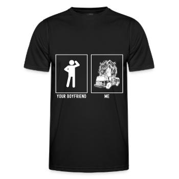 Votre ami - moi - camion de pompiers et hache - T-shirt sport Homme - noir - Devant - AI Model Male 178 dark (178cm)