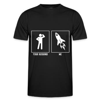 Ihr Mann - Ich - Astronomisches Raketenschiff - Männer Funktions-T-Shirt - Schwarz - Vorne - AI Model Male 178 dark (178cm)