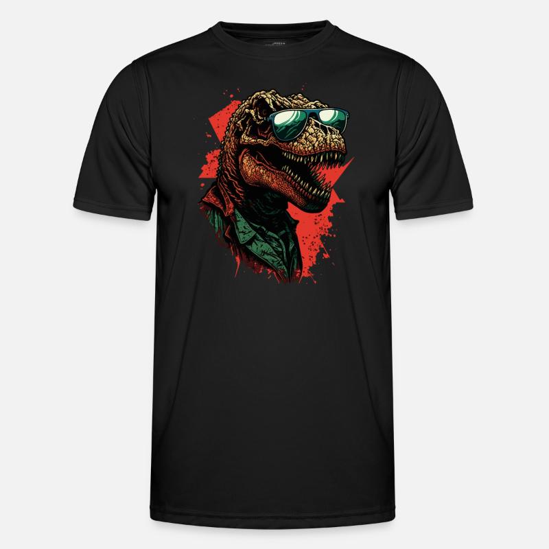 Cool T-Rex Dinosaur - Men's Functional T-Shirt - black