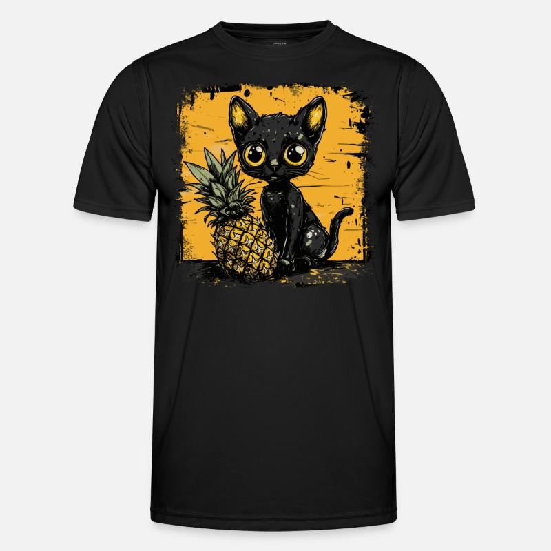 Pineapple and cat - Men's Functional T-Shirt - black
