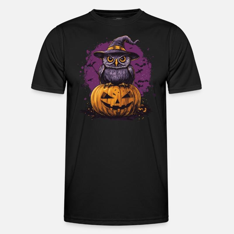 Lustige Halloween Eule - Männer Funktions-T-Shirt - Schwarz