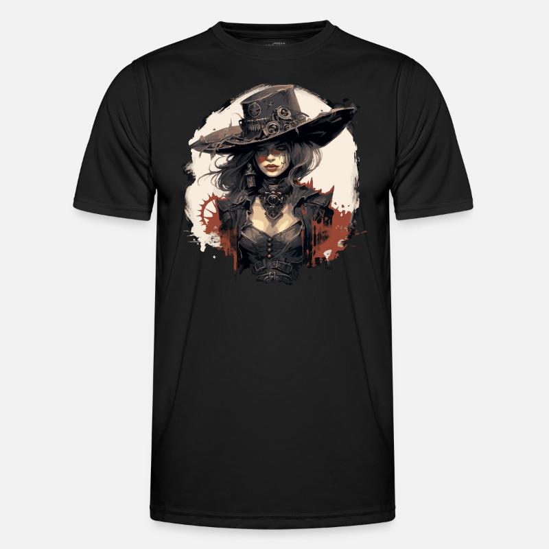 Emo Cowboy Steampunk Mädchen Männer Funktions-T-Shirt