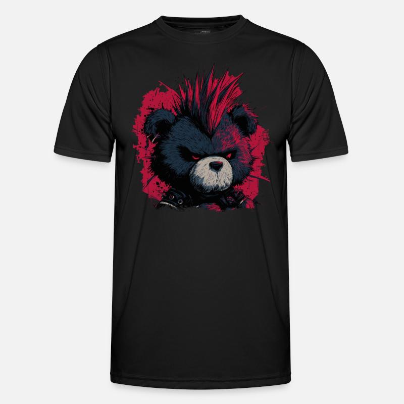 Cute Punk Teddy Bear - Men's Functional T-Shirt - black