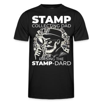 Collectionneur de timbres-poste vintage papa philatéliste - T-shirt sport Homme - noir - Devant - AI Model Male 178 dark (178cm)