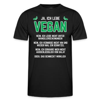 Veganer Spruch - VOrurteile Ich lebe vegan - Männer Funktions-T-Shirt - Schwarz - Vorne - AI Model Male 178 dark (178cm)