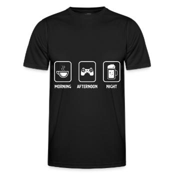 Morning, afternoon, night and game - (2) - Men's Functional T-Shirt - black - Front - AI Model Male 178 dark (178cm)