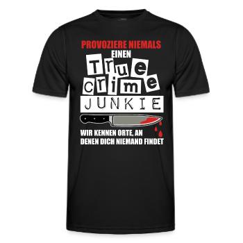 True Crime Shirt für True Crime Podcast Fans - Männer Funktions-T-Shirt - Schwarz - Vorne - AI Model Male 178 dark (178cm)