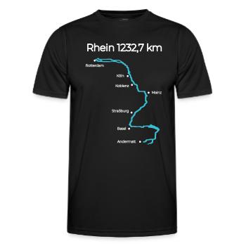 Rhein Fluss Karte Flusslauf Rhein - Männer Funktions-T-Shirt - Schwarz - Vorne - AI Model Male 178 dark (178cm)