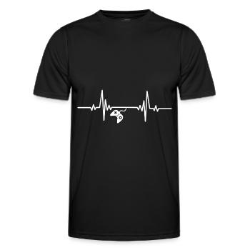 Heartbeat hanging video game controller - Men's Functional T-Shirt - black - Front - AI Model Male 178 dark (178cm)