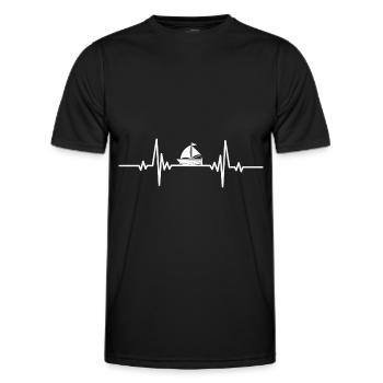 Herzschlag Segelboot links - Männer Funktions-T-Shirt - Schwarz - Vorne - AI Model Male 178 dark (178cm)