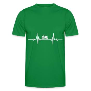 Heartbeat Farm Tractor Vehicle - Men's Functional T-Shirt - kelly green - Front - AI Model Male 178 dark (178cm)