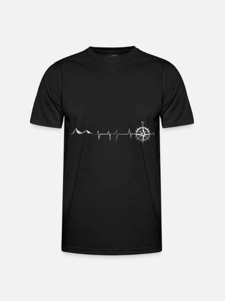 Heartbeat - Compass - Mountain - (8) - Men's Functional T-Shirt - black