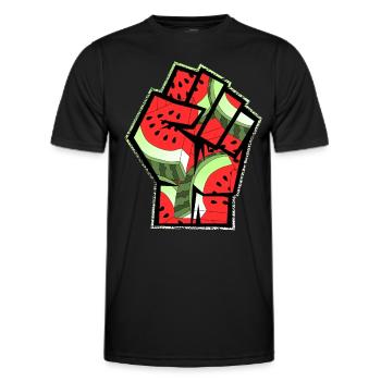 Patriotische Symbolfaust der Freien Palästina-Wassermelone - Männer Funktions-T-Shirt - Schwarz - Vorne - AI Model Male 178 dark (178cm)