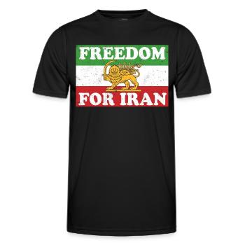 Iranian Lion Flag FREEDOM FOR IRAN Support Women - Men's Functional T-Shirt - black - Front - AI Model Male 178 dark (178cm)