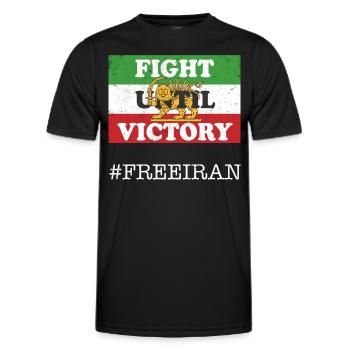 Iranian Lion Sword Flag FIGHT UNTIL VICTORY, - Men's Functional T-Shirt - black - Front - AI Model Male 178 dark (178cm)