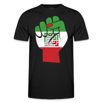 Iranian Flag Women Life Freedom in Farsi Female - Men's Functional T-Shirt - black - Front - AI Model Male 178 dark (178cm)