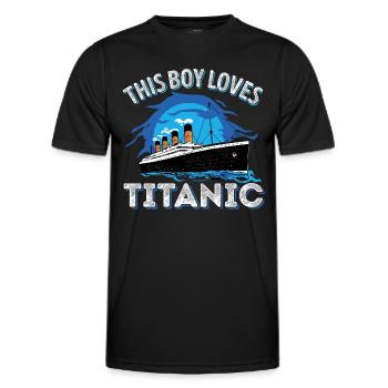 This Boy Loves RMS Titanic Just a Boy who loves - Men's Functional T-Shirt - black - Front - AI Model Male 178 dark (178cm)