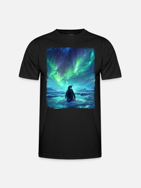 Revontulieläin Aurora Borealis pingviini - Miesten tekninen t-paita - musta