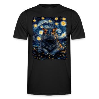 Nilpferd Zwergflusspferd Tier Sternennacht - Männer Funktions-T-Shirt - Schwarz - Vorne - AI Model Male 178 dark (178cm)