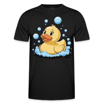 Rubber Duck Bathing Bubbles Water Bird Animal - Men's Functional T-Shirt - black - Front - AI Model Male 178 dark (178cm)