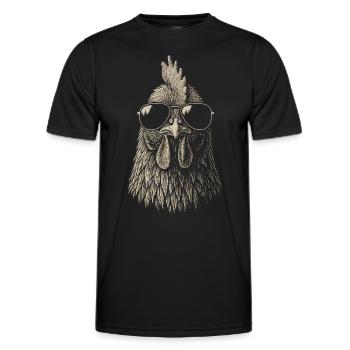 Chicken Illustration Sunglasses Animals Art - Men's Functional T-Shirt - black - Front - AI Model Male 178 dark (178cm)