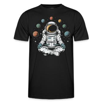 Astronaute Yoga Méditation Planète Espace Orbite - T-shirt sport Homme - noir - Devant - AI Model Male 178 dark (178cm)