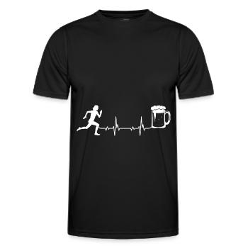 Heartbeat Beer et running - (RU) - T-shirt sport Homme - noir - Devant - AI Model Male 178 dark (178cm)