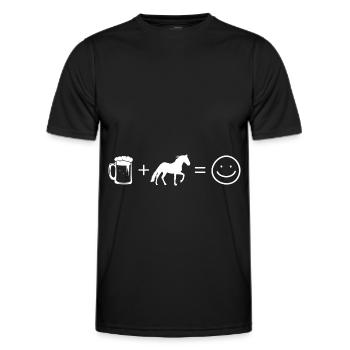 Beer Smile Face et Cheval - (HO) - T-shirt sport Homme - noir - Devant - AI Model Male 178 dark (178cm)