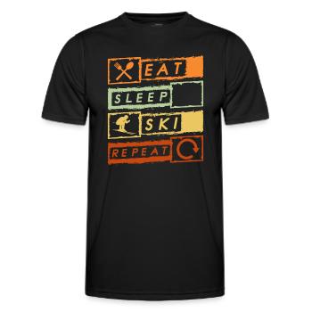 Skiing Pistensau Downhill - Men's Functional T-Shirt - black - Front - AI Model Male 178 dark (178cm)