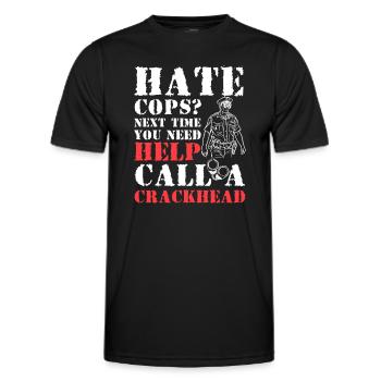 Police Law Enforcement Policewoman Uniform - Men's Functional T-Shirt - black - Front - AI Model Male 178 dark (178cm)