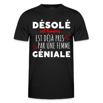 Cadeau saint valentin pour homme une femme géniale - T-shirt sport Homme - noir - Devant - AI Model Male 178 dark (178cm)
