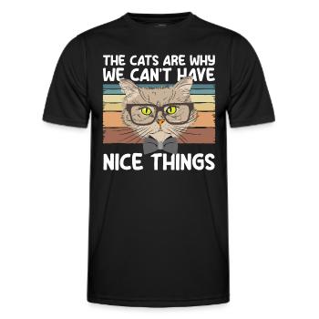 Chat Yeux de chat Ami Chat Maîtresse - T-shirt sport Homme - noir - Devant - AI Model Male 178 dark (178cm)