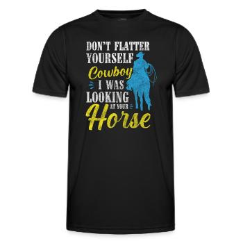Country Riding Saddle - Men's Functional T-Shirt - black - Front - AI Model Male 178 dark (178cm)