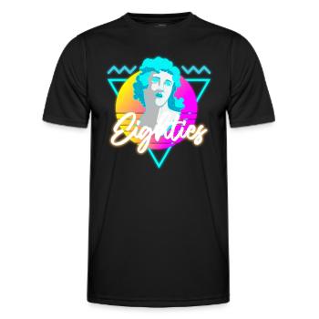 80er Musik Nostalgie Leuchtreklame - Männer Funktions-T-Shirt - Schwarz - Vorne - AI Model Male 178 dark (178cm)