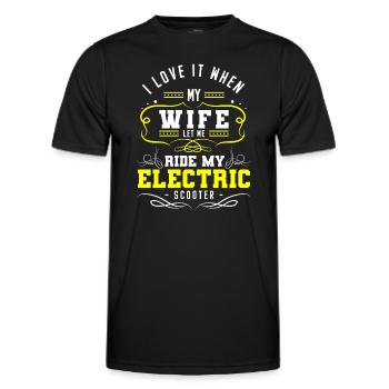 E-Scooter Stromer Roller Sport Hybrid - Männer Funktions-T-Shirt - Schwarz - Vorne - AI Model Male 178 dark (178cm)