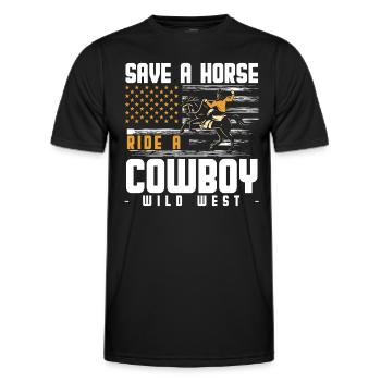 Western Bandit Wildnis Westernpferd - Männer Funktions-T-Shirt - Schwarz - Vorne - AI Model Male 178 dark (178cm)