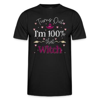 Hexerei Besen Halloween Spruch - Männer Funktions-T-Shirt - Schwarz - Vorne - AI Model Male 178 dark (178cm)
