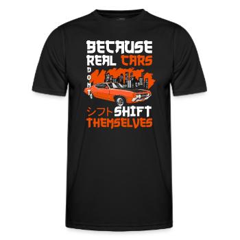 Moteur de dérive de voiture de sport Burnout - T-shirt sport Homme - noir - Devant - AI Model Male 178 dark (178cm)